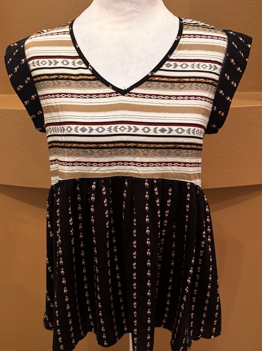 THML Mixed Print Boho Top Sleeveless Multicolor Size S